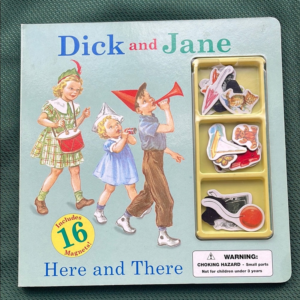 Dick and Jane Here and There Book with Magnets
